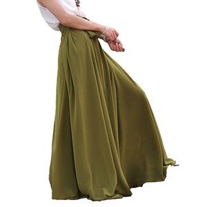 Army Green Chiffon Skirt